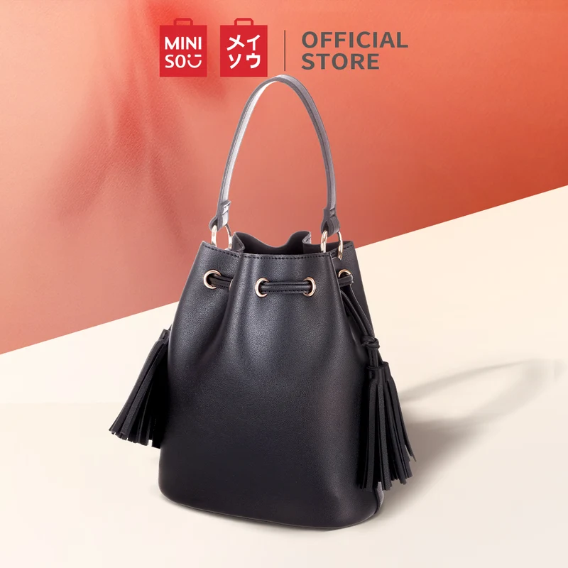 MINISO Tas Bahu Wanita Totebag Sling Bag Bucket Simple Polos Rumbai