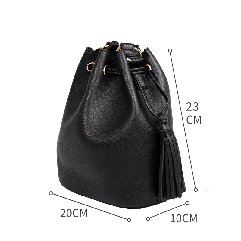 MINISO Tas Bahu Wanita Totebag Sling Bag Bucket Simple Polos Rumbai