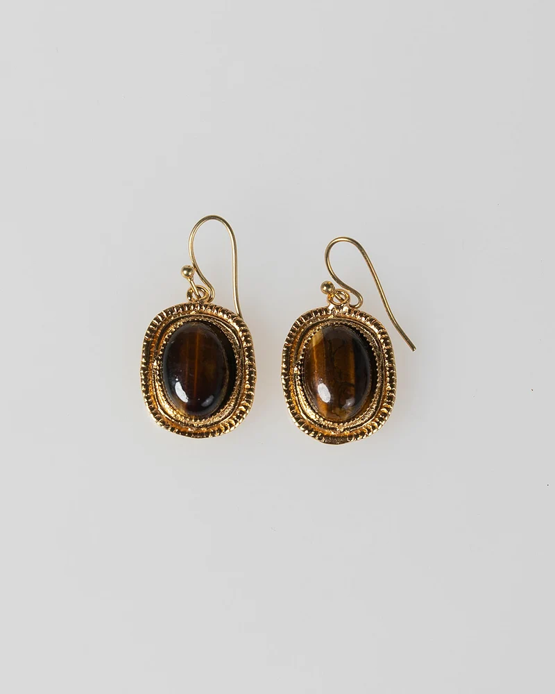 Pendientes piedra marrón