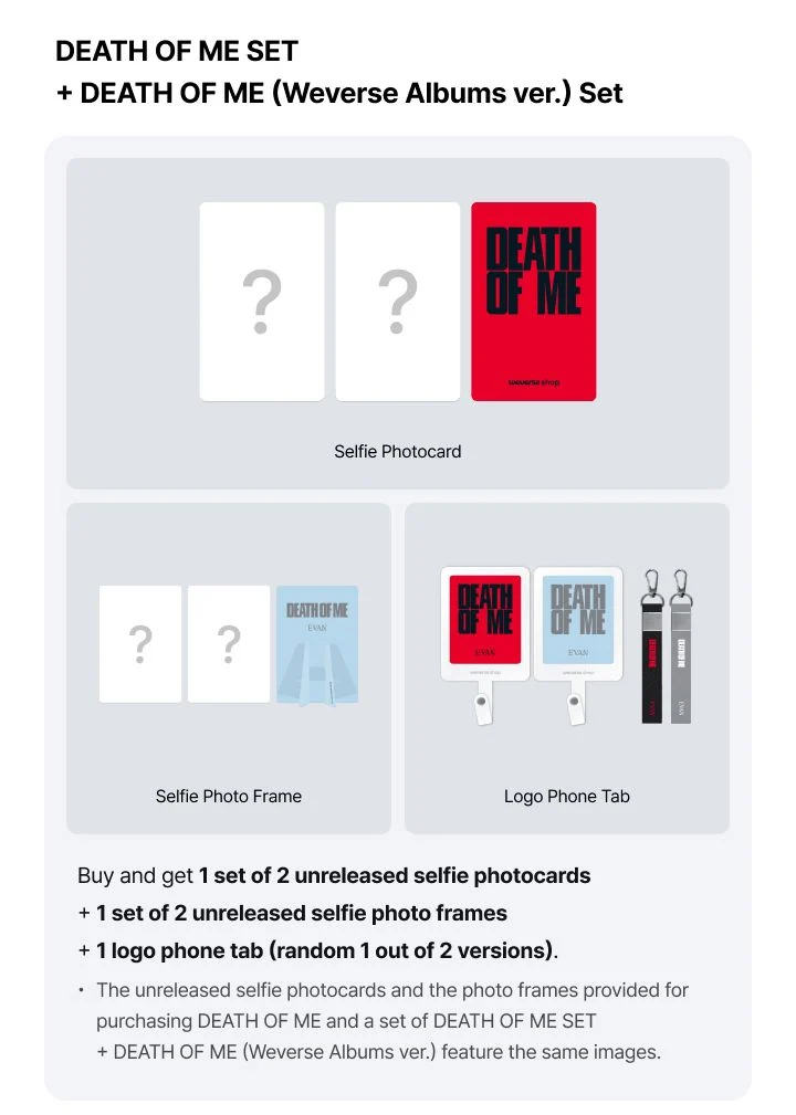 EVAN - DEATH OF ME (STANDARD + WEVERSE ALBUM SET) + Weverse Gift