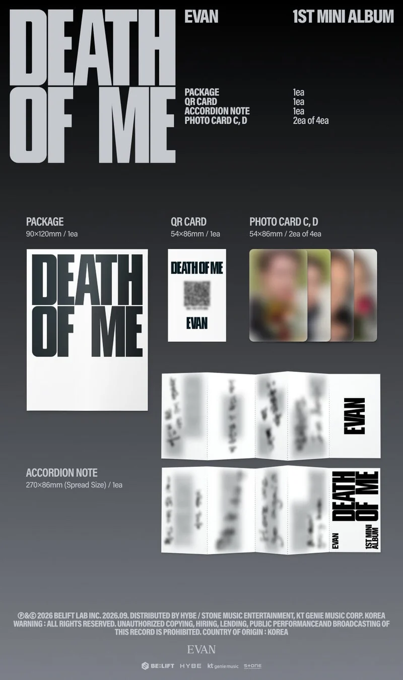 EVAN - DEATH OF ME (STANDARD + WEVERSE ALBUM SET) + Weverse Gift