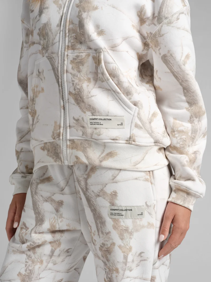 Camo Crop Zip Hoodie