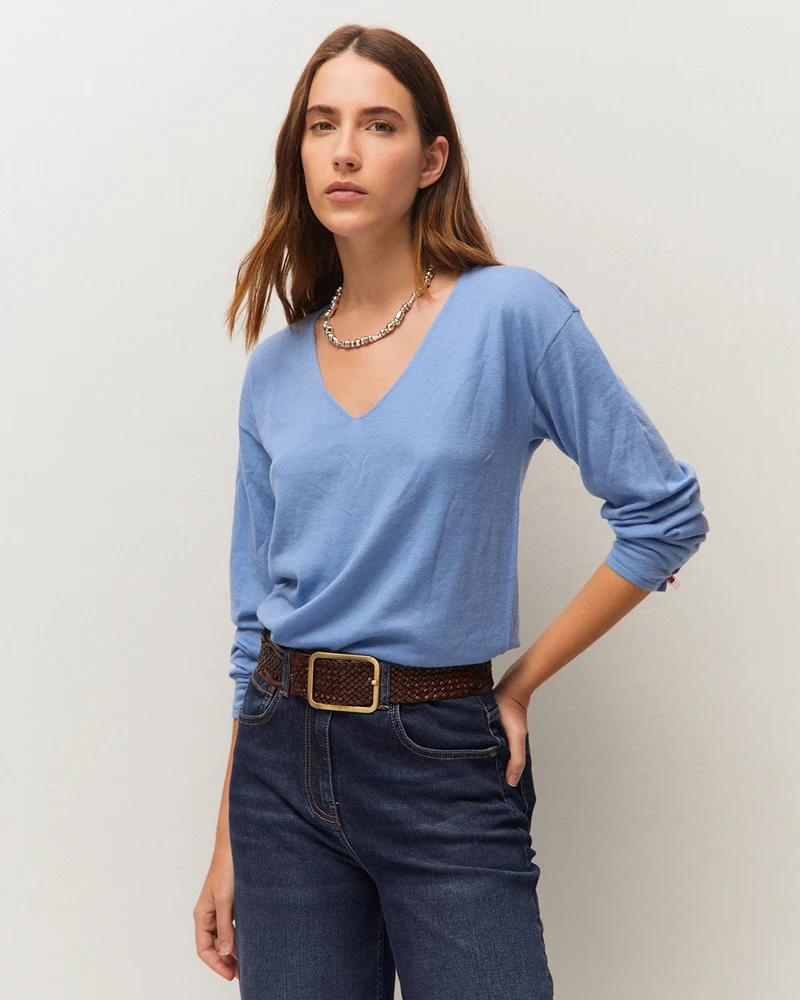 Jersey básico fino escote pico