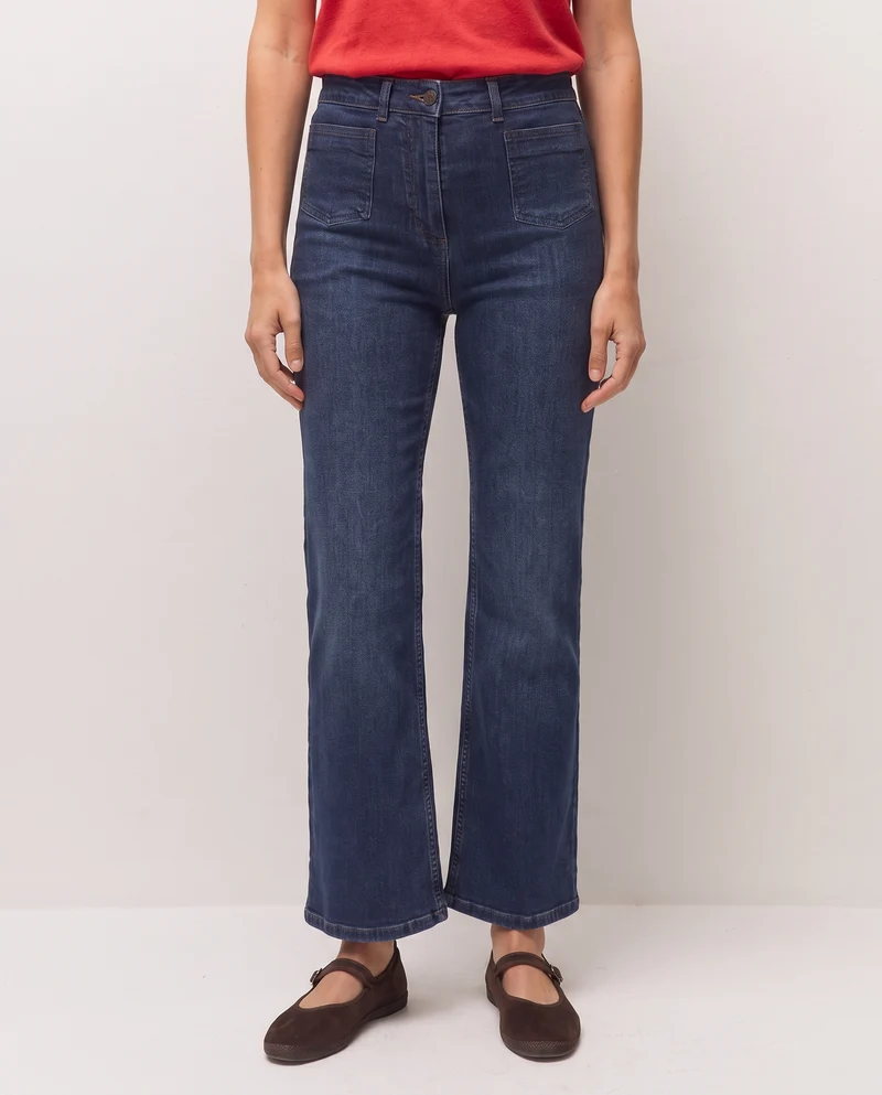 Pantalón denim con bolsillos de vivo