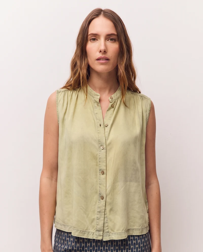 Camisa sin mangas efecto desgastado