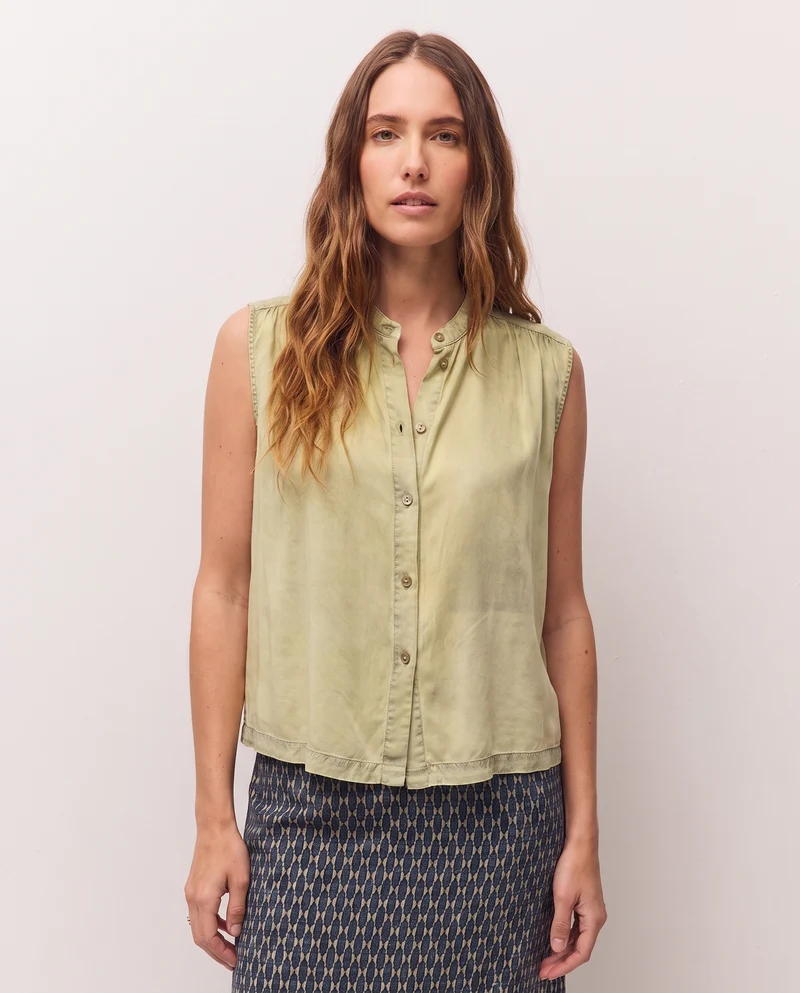 Camisa sin mangas efecto desgastado