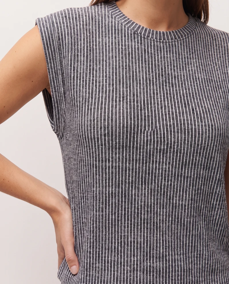 Camiseta de canalé con cuello redondo