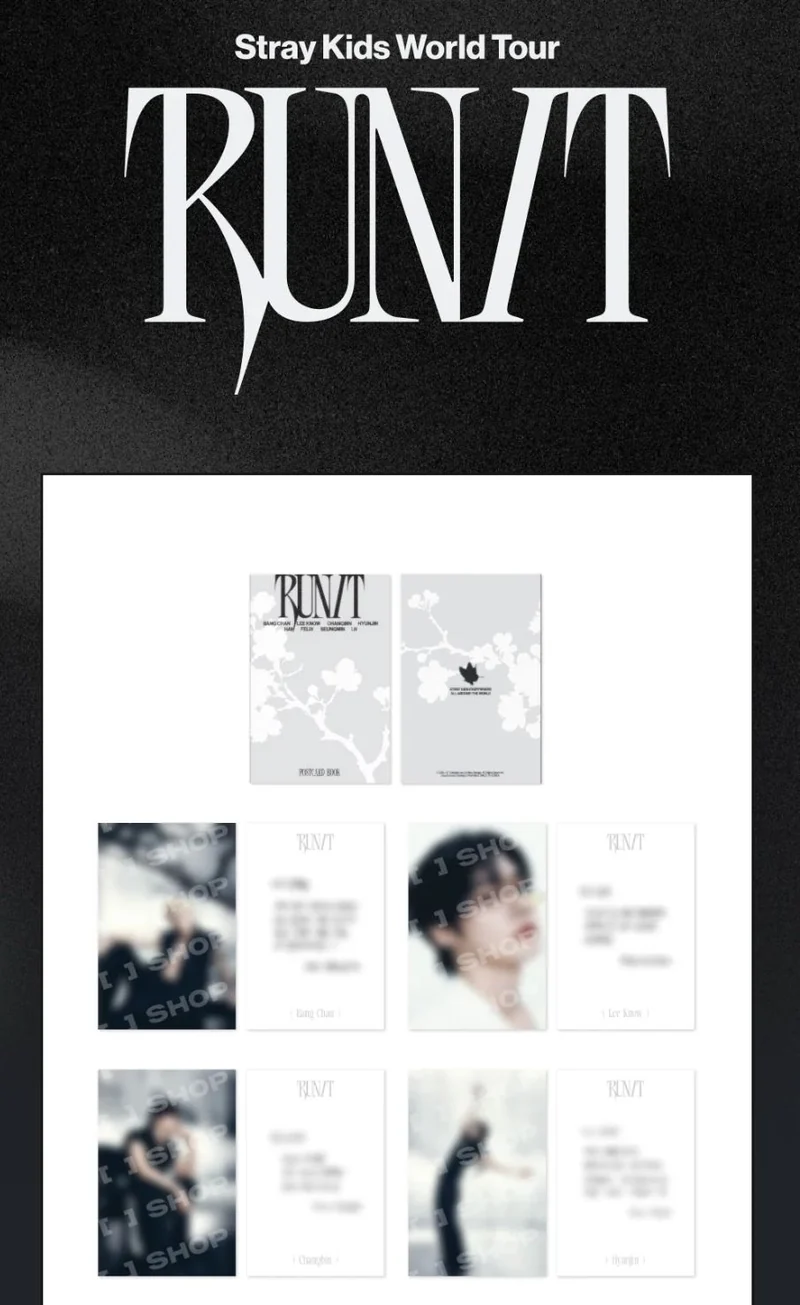 STRAY KIDS - POSTCARD BOOK & ROLL STICKER SET (WORLD TOUR 'RUN IT' MD)