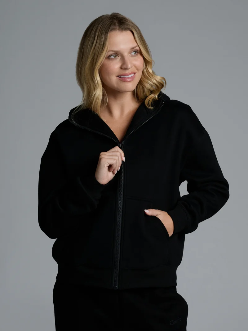 Basic Crop Zip Hoodie