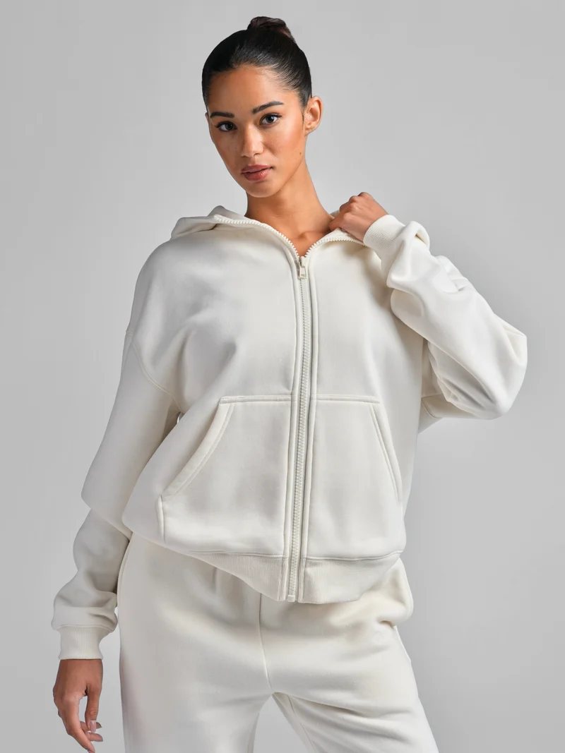 Basic Crop Zip Hoodie