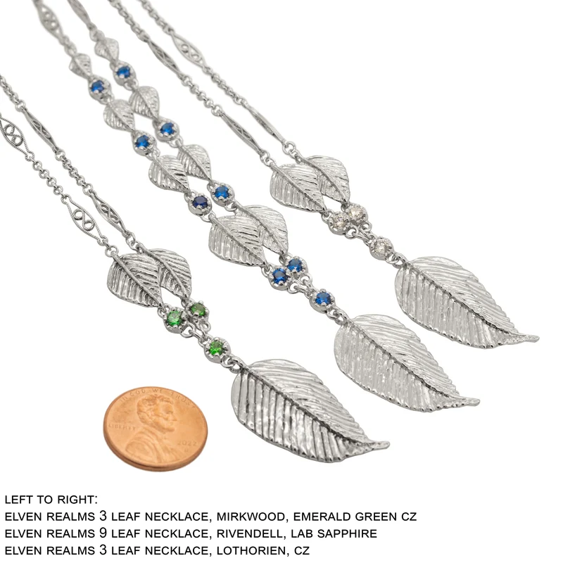 Elven Realms 3 Leaf Necklace: RIVENDELL™, MIRKWOOD™, LOTHLORIEN™