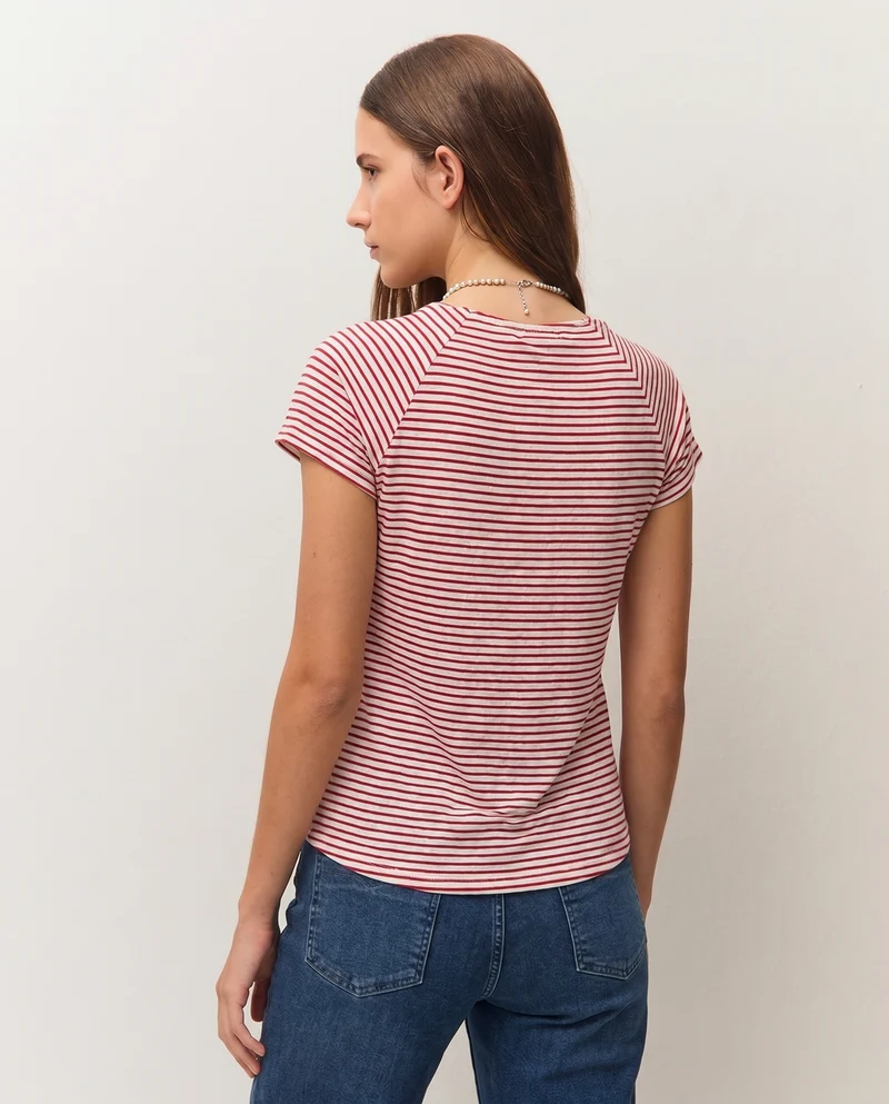 Camiseta manga renglant efecto evasé