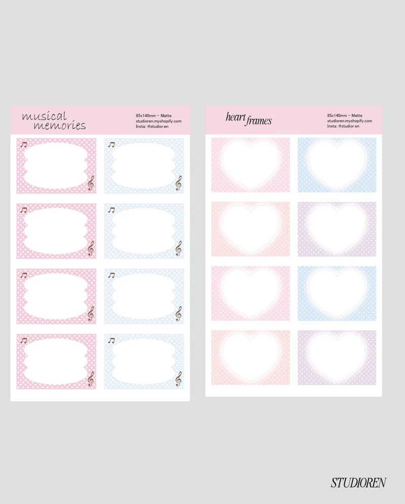 Heart frame sticker sheet