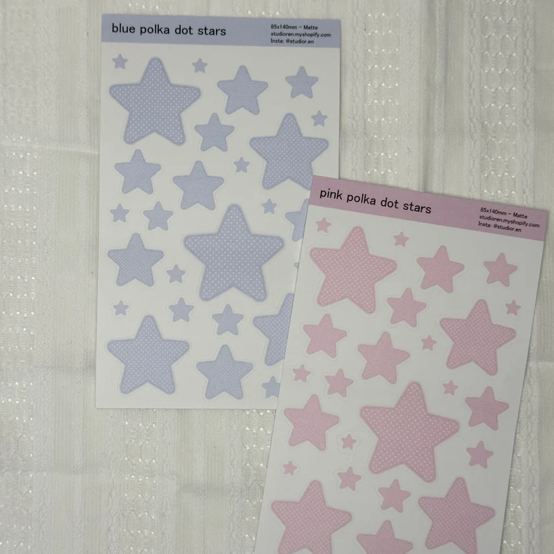 Polka dot stars sticker sheet