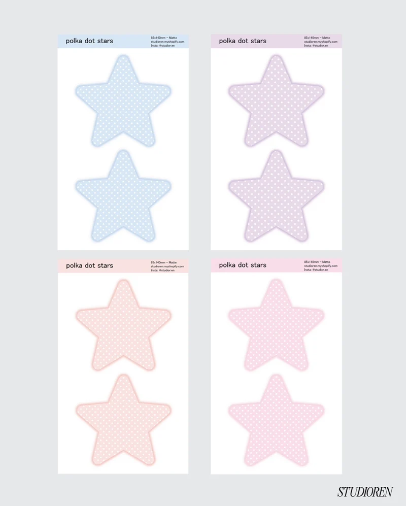 Pastel star background sticker sheets