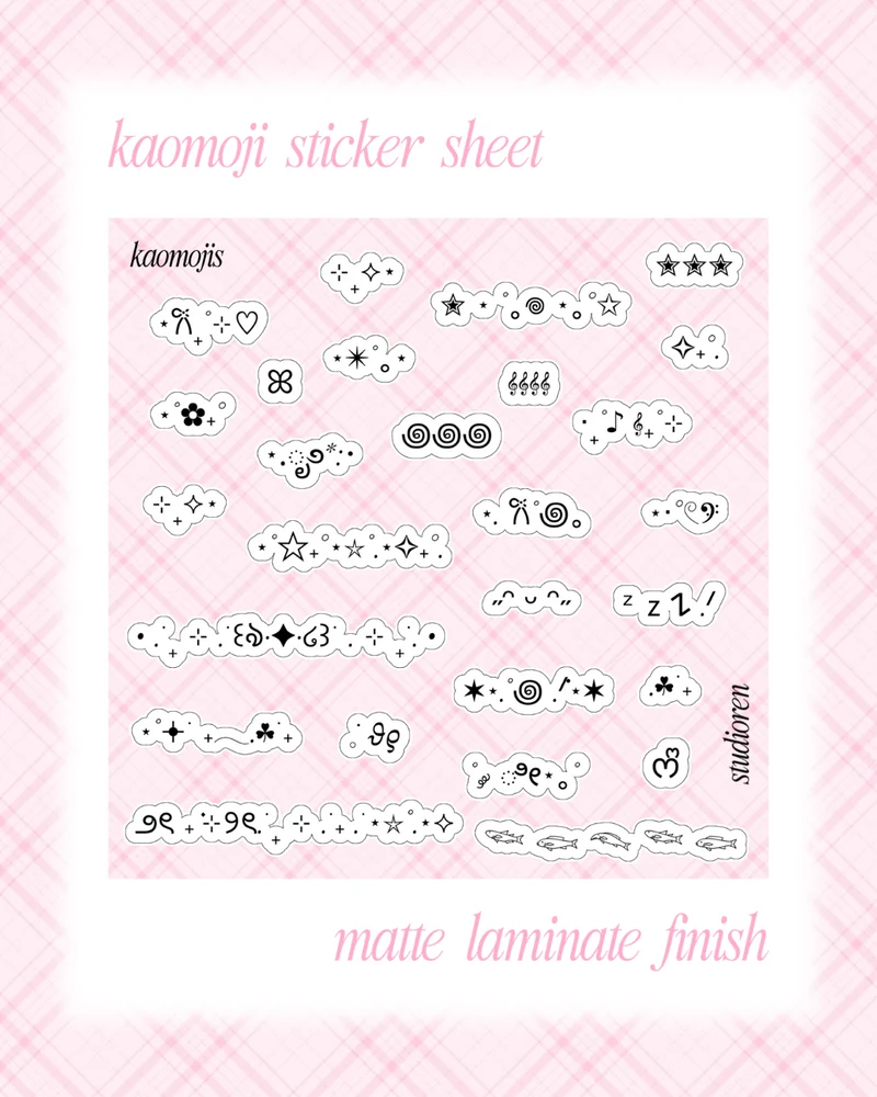 Kaomoji sticker sheet
