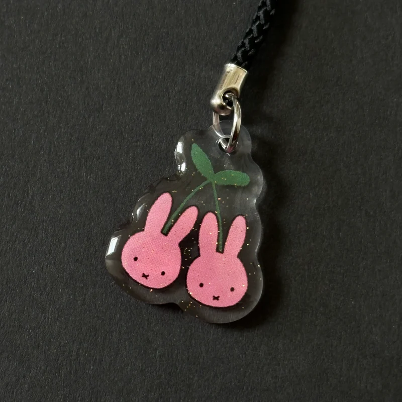 Smiski & miffy glittery phone charms / keychain