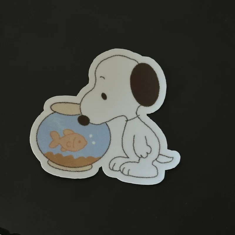 snoopy fishbowl sticker flake