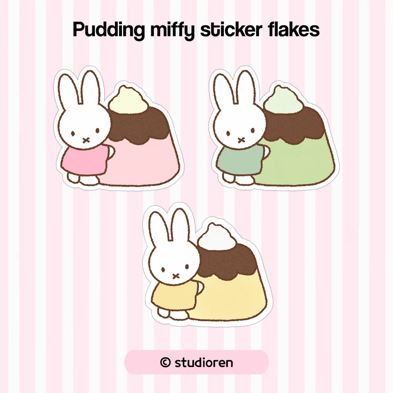 Pudding miffy glitter sticker flakes