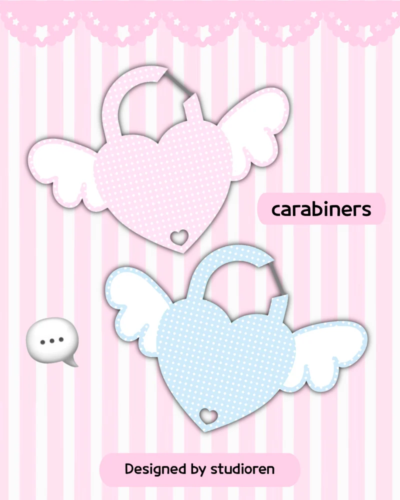 Angel Heart Lock Acrylic Carabiners