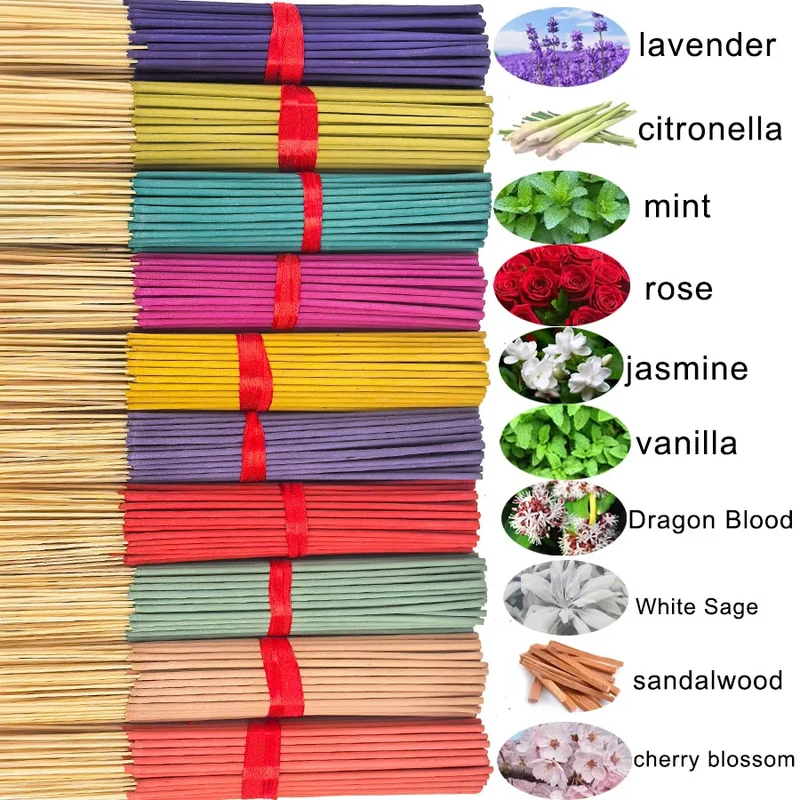 7 Sets of 140 Incense Sticks, Available in Four Seasonal Sets: Rose, Lavender, Sandalwood, Jasmine, Mint, Cherry Blossom, Herbal, and Dragon Blood Wood, with 20 Sticks Per Pack, Suitable for Home Use, Office, Yoga, Meditation
