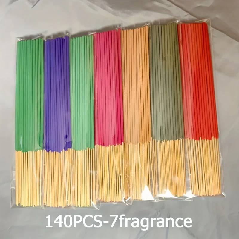 7 Sets of 140 Incense Sticks, Available in Four Seasonal Sets: Rose, Lavender, Sandalwood, Jasmine, Mint, Cherry Blossom, Herbal, and Dragon Blood Wood, with 20 Sticks Per Pack, Suitable for Home Use, Office, Yoga, Meditation