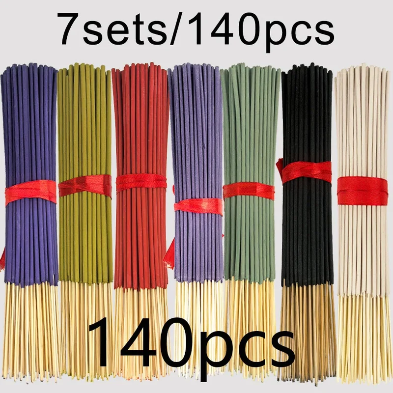 7 Sets of 140 Incense Sticks, Available in Four Seasonal Sets: Rose, Lavender, Sandalwood, Jasmine, Mint, Cherry Blossom, Herbal, and Dragon Blood Wood, with 20 Sticks Per Pack, Suitable for Home Use, Office, Yoga, Meditation