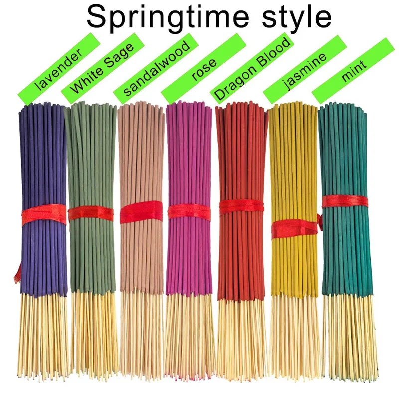 7 Sets of 140 Incense Sticks, Available in Four Seasonal Sets: Rose, Lavender, Sandalwood, Jasmine, Mint, Cherry Blossom, Herbal, and Dragon Blood Wood, with 20 Sticks Per Pack, Suitable for Home Use, Office, Yoga, Meditation