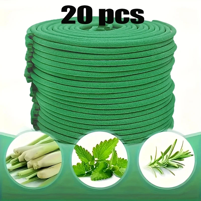 Natural Lemongrass Scent 20/40pcs Citronella Incense Coils with Holder - Outdoor, Poolside, Patio, Porch, Deck, Camping