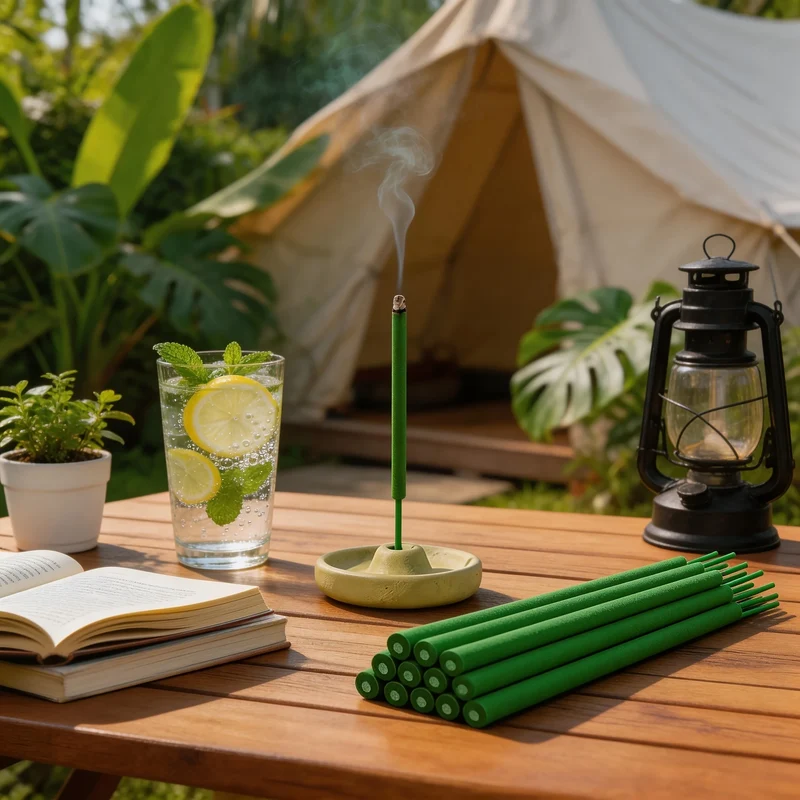 27cm Thick Lemongrass Mosquito Repellent Incense Sticks—Burn Time Can Last up to 1 to 2.5 Hours (Burning Time Is Affected by Wind Conditions), Contains Lemongrass Oil, Mint, and Rosemary Fragrance, Suitable for Patios, Gard