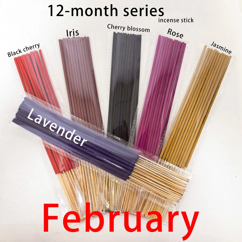6 Sets of Approximately 126 High-Quality Incense Sticks - Including Shrubs, Lavender, Lemongrass, Dragon's Blood, Rose, Jasmine, Cherry Blossom, Suitable for Purification, Yoga Meditation, and Home Use - Perfect Gift with Lon