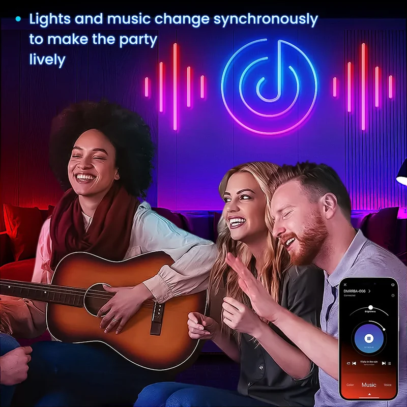 RGB Flexible Neon Strip Lights with App/Remote Control, Multiple Modes, Music Sync, IP65 Waterproof LED Strip Neon Rope Lamp