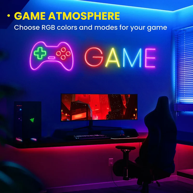 RGB Flexible Neon Strip Lights with App/Remote Control, Multiple Modes, Music Sync, IP65 Waterproof LED Strip Neon Rope Lamp