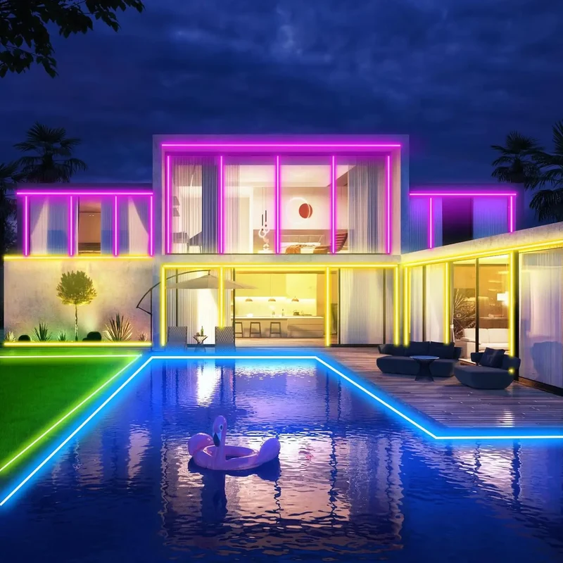RGB Flexible Neon Strip Lights with App/Remote Control, Multiple Modes, Music Sync, IP65 Waterproof LED Strip Neon Rope Lamp