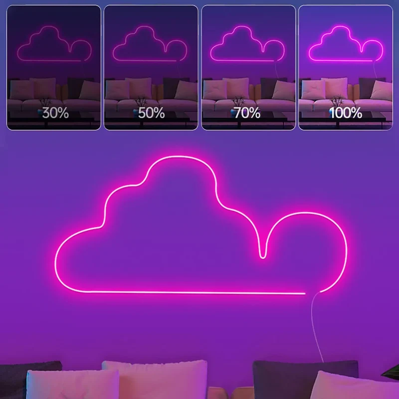 RGB Flexible Neon Strip Lights with App/Remote Control, Multiple Modes, Music Sync, IP65 Waterproof LED Strip Neon Rope Lamp