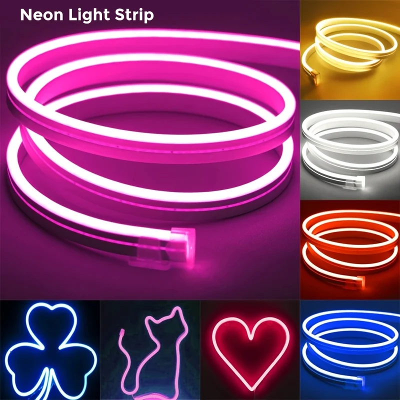 RGB Flexible Neon Strip Lights with App/Remote Control, Multiple Modes, Music Sync, IP65 Waterproof LED Strip Neon Rope Lamp
