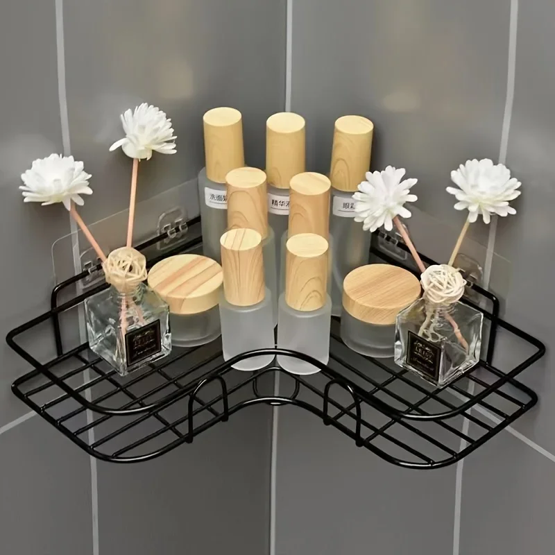Stainless Steel Corner Shower Rack - Rustproof, Wall-mounted Bathroom Storage Rack for Shampoo, Toner and Cosmetics
