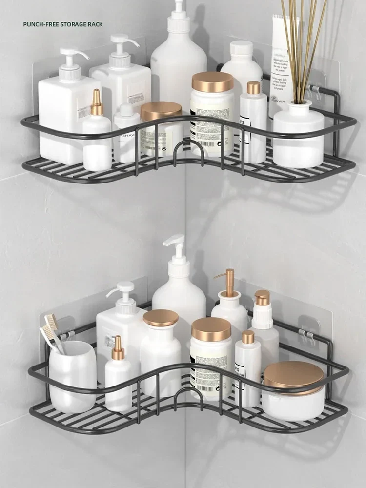 Stainless Steel Corner Shower Rack - Rustproof, Wall-mounted Bathroom Storage Rack for Shampoo, Toner and Cosmetics