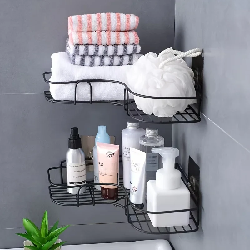 Stainless Steel Corner Shower Rack - Rustproof, Wall-mounted Bathroom Storage Rack for Shampoo, Toner and Cosmetics