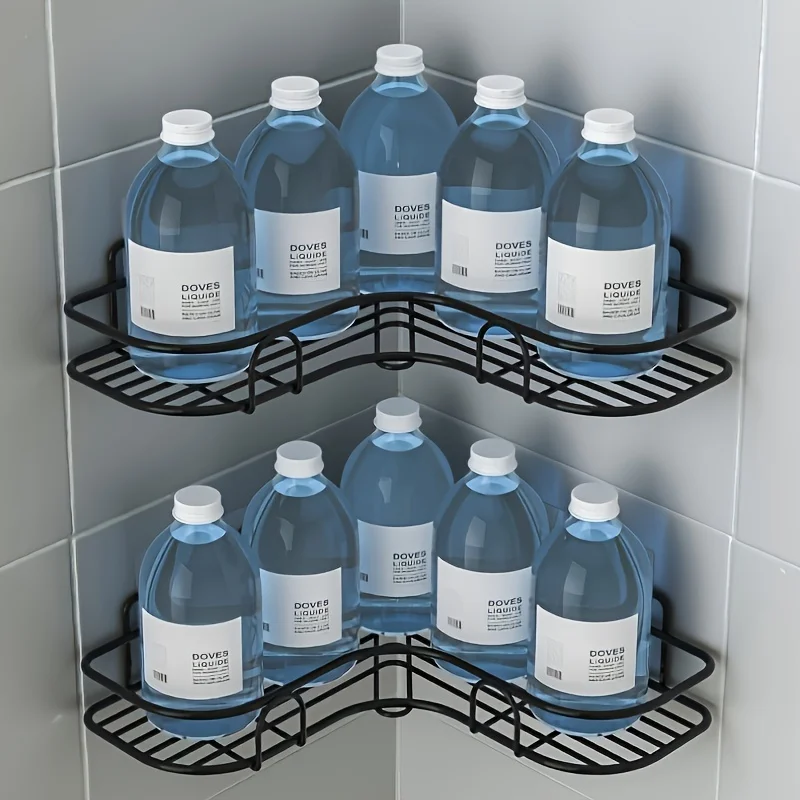 Stainless Steel Corner Shower Rack - Rustproof, Wall-mounted Bathroom Storage Rack for Shampoo, Toner and Cosmetics