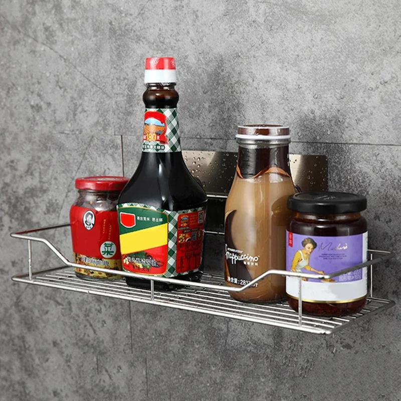 Stainless Steel Bathroom Storage Shower Shelf Punch-Free Kitchen Toilet Wall Hanging Rack Organizer Bathroom Corner Shelves Set