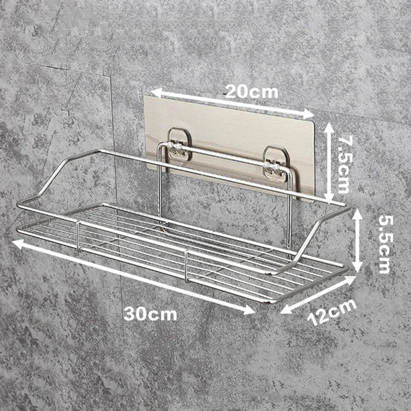Stainless Steel Bathroom Storage Shower Shelf Punch-Free Kitchen Toilet Wall Hanging Rack Organizer Bathroom Corner Shelves Set