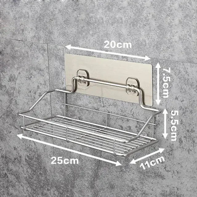 Stainless Steel Bathroom Storage Shower Shelf Punch-Free Kitchen Toilet Wall Hanging Rack Organizer Bathroom Corner Shelves Set