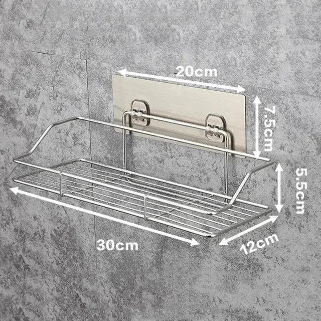 Stainless Steel Bathroom Storage Shower Shelf Punch-Free Kitchen Toilet Wall Hanging Rack Organizer Bathroom Corner Shelves Set