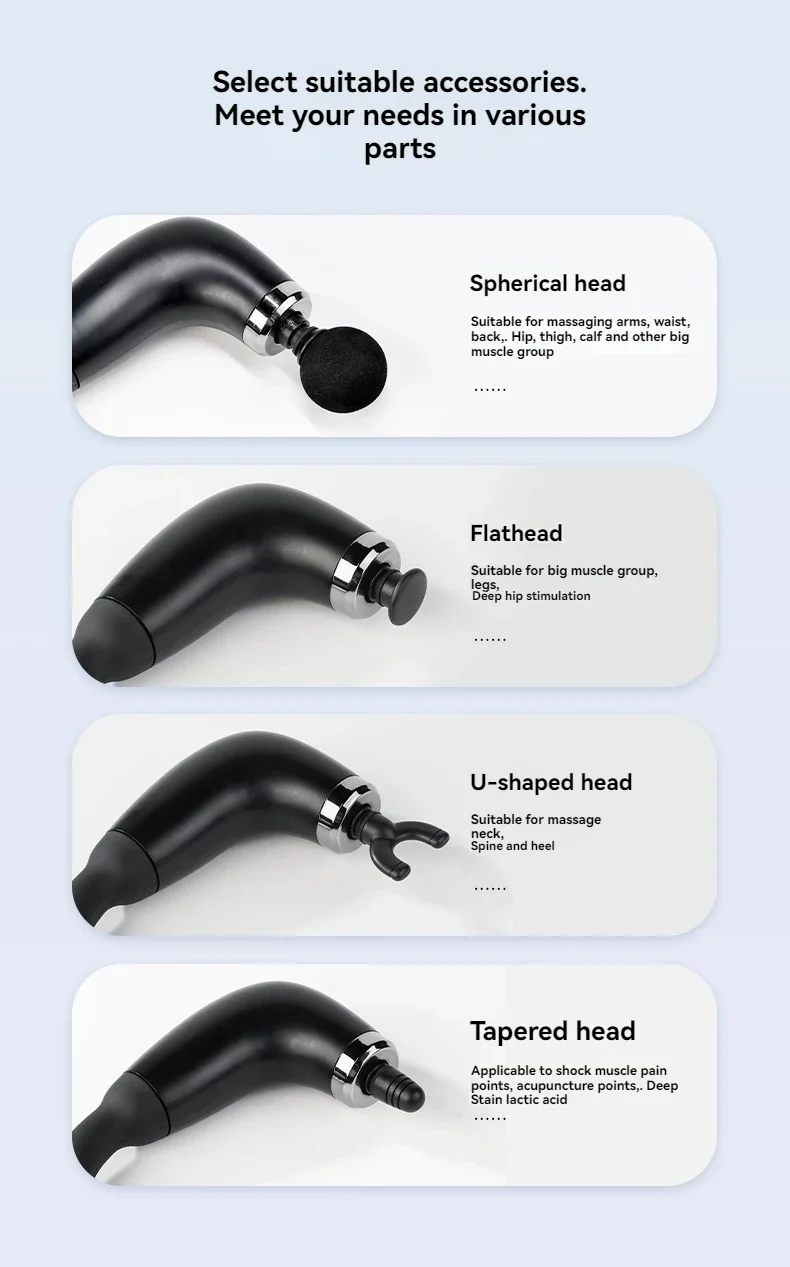 Portable Fascial Massage Gun Electric Percussion Pistol Massager Body Relaxation With LED Touch Screen 4Replaceable Massage Head