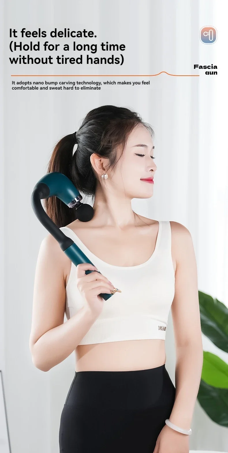 Portable Fascial Massage Gun Electric Percussion Pistol Massager Body Relaxation With LED Touch Screen 4Replaceable Massage Head