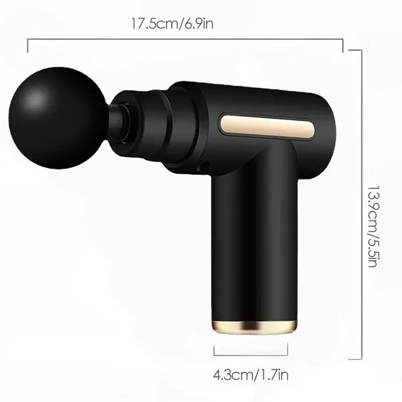 Portable Fascial Massage Gun Electric Percussion Pistol Massager Body Relaxation With LED Touch Screen 4Replaceable Massage Head