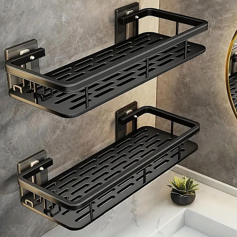 Punch Free Wall Mounted Bathroom Shelf No Drill Shower Shelf Kitchen Storage Organizer Shampoo Rack Makeup Storage Organizer