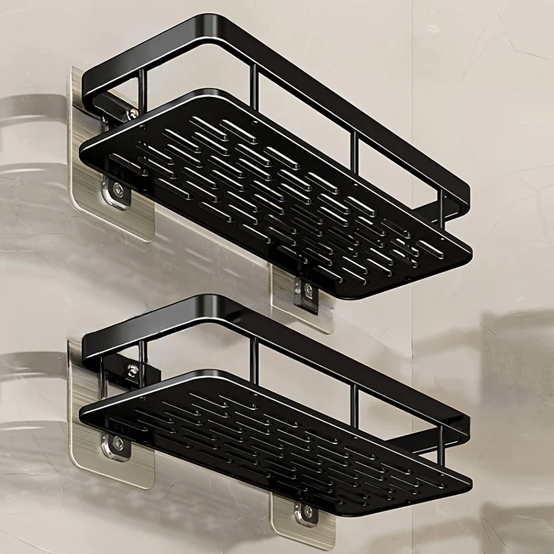 Punch Free Wall Mounted Bathroom Shelf No Drill Shower Shelf Kitchen Storage Organizer Shampoo Rack Makeup Storage Organizer