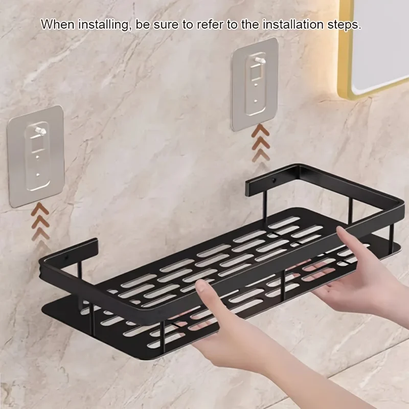 Punch Free Wall Mounted Bathroom Shelf No Drill Shower Shelf Kitchen Storage Organizer Shampoo Rack Makeup Storage Organizer